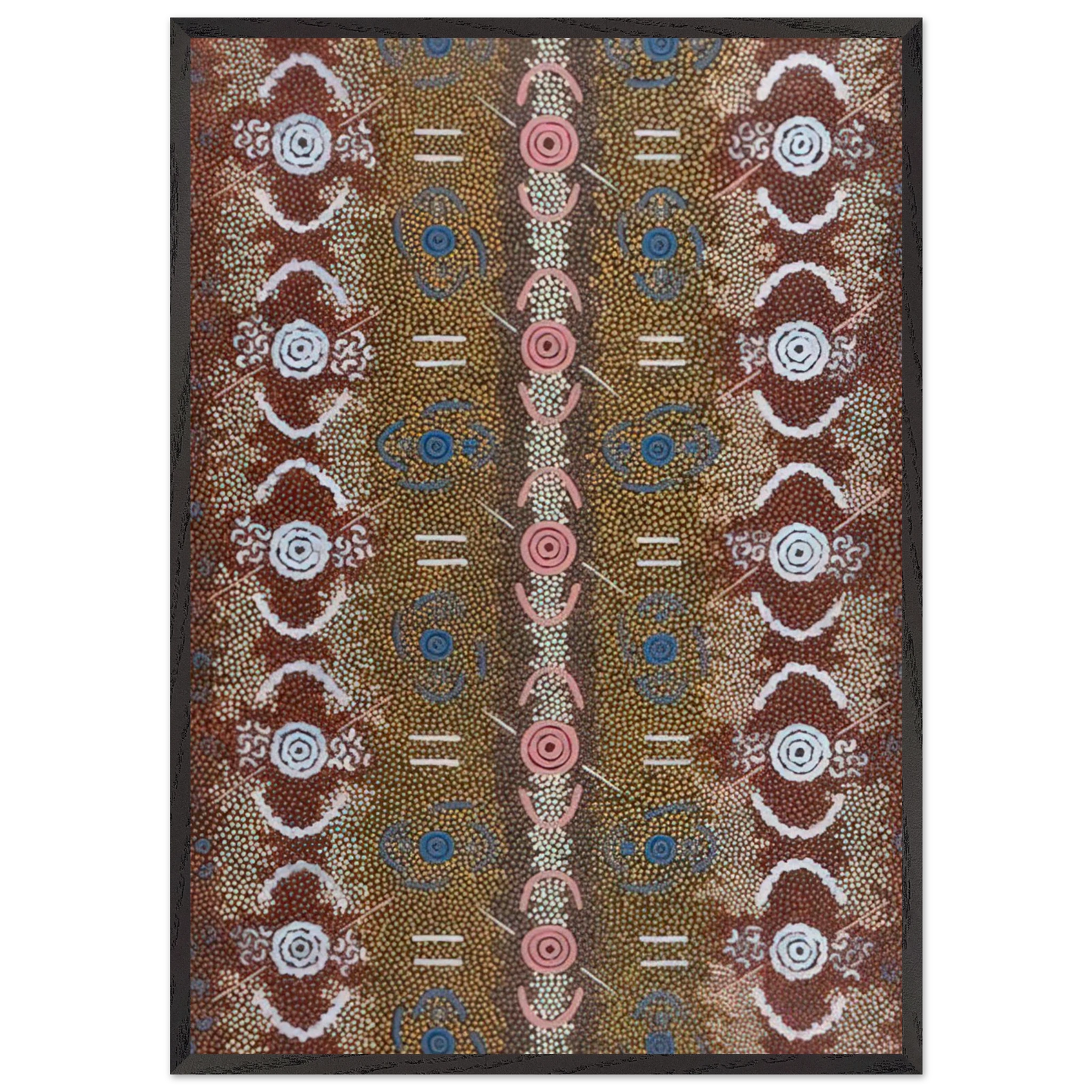 Honey Ant Dreaming - 1993 - Clifford Possum Tjapaltjarri 70x100 cm / 28x40 inches Framed Art Print – Black Wooden Frame