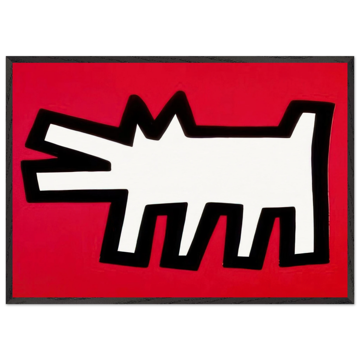 BARKING DOG 1990 N1 - Keith Haring 70x100 cm / 28x40 inches Framed Art Print – Black Wooden Frame