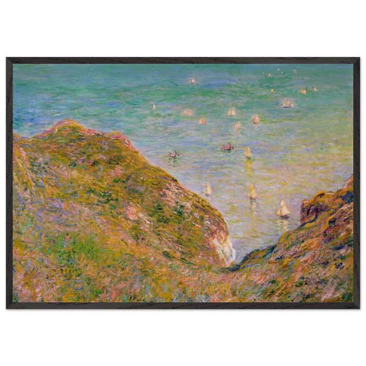 View from the Cliff at Pourville Bright Weather - claude monet 70x100 cm / 28x40 inches Framed Art Print – Black Wooden Frame