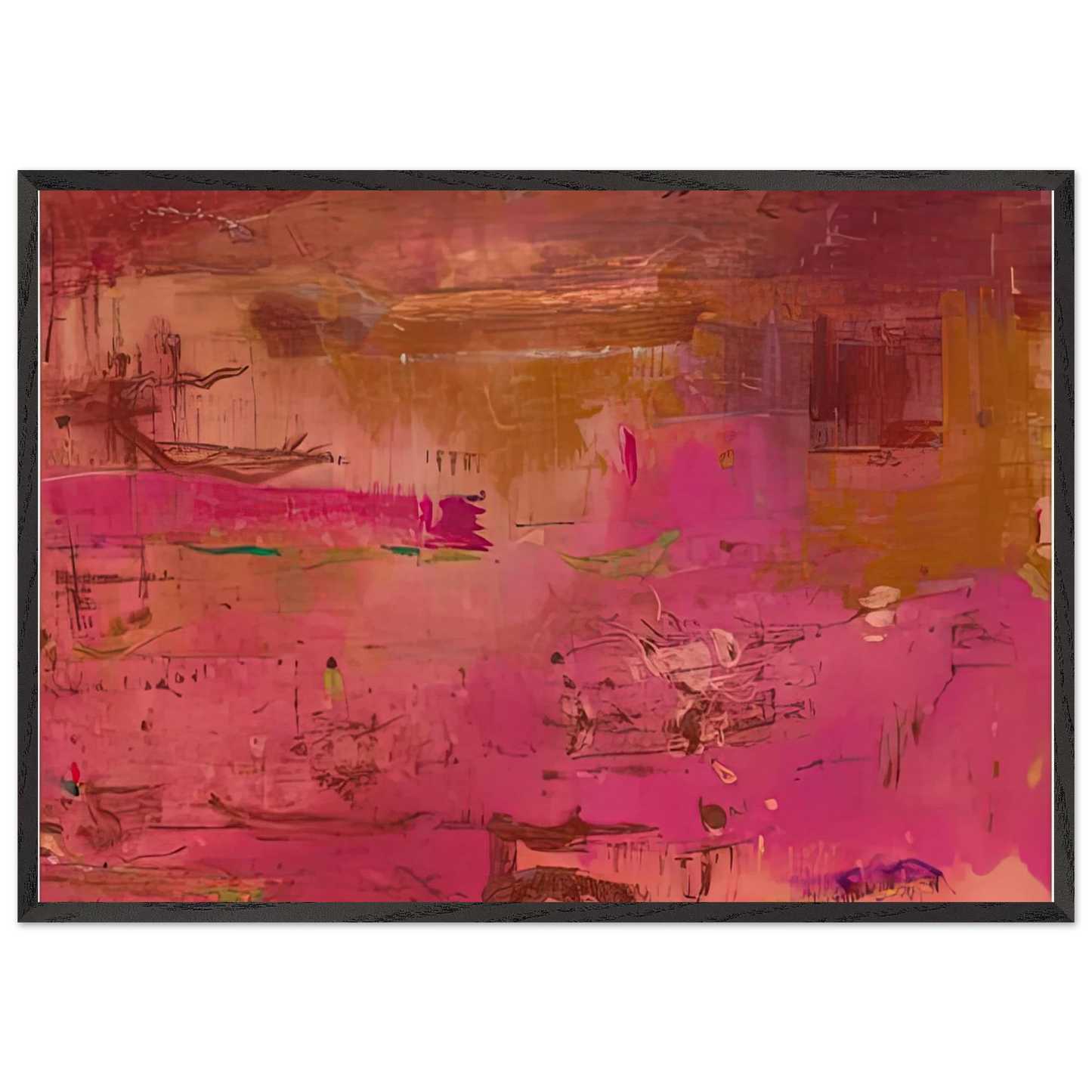 Dream Walk Red 1978- - Helen Frankenthaler 70x100 cm / 28x40 inches Framed Art Print – Black Wooden Frame