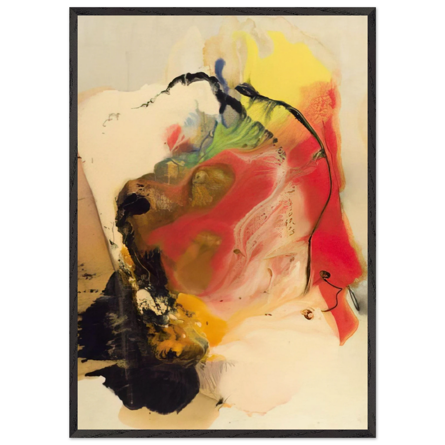 Pompey s Head - Paul Jenkins 70x100 cm / 28x40 inches Framed Art Print – Black Wooden Frame