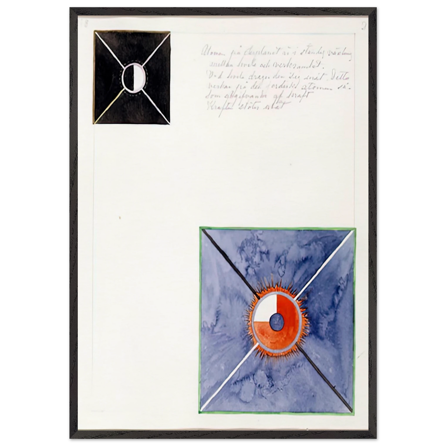ATOM SERIES NO 8 ATOM ON THE ETHER PLANE IS IN CONSTANT CHANGE BETWEEN REST AND ACTIVITY AT THE 1917 - Hilma af Klint 70x100 cm / 28x40 inches Framed Art Print – Black Wooden Frame