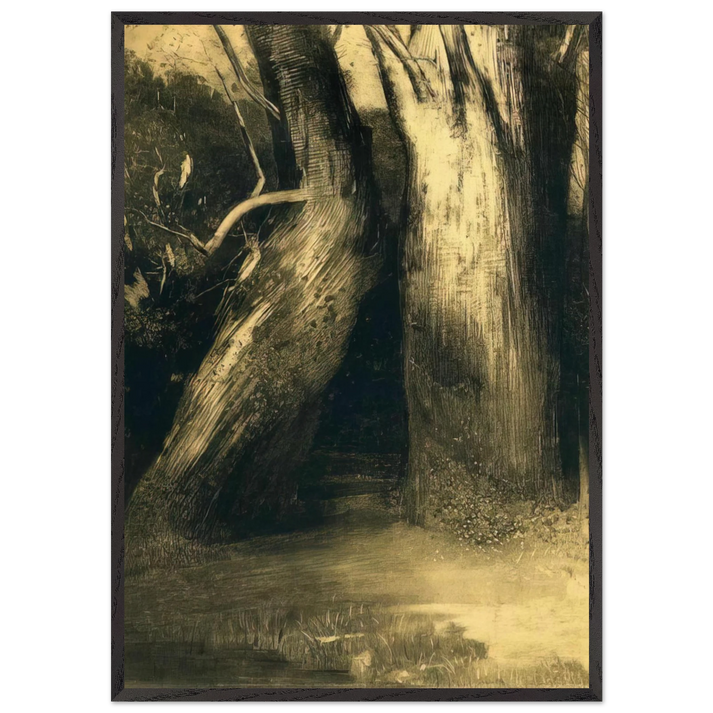 TWO TREES 1875 - Odilon Redon 70x100 cm / 28x40 inches Framed Art Print – Black Wooden Frame