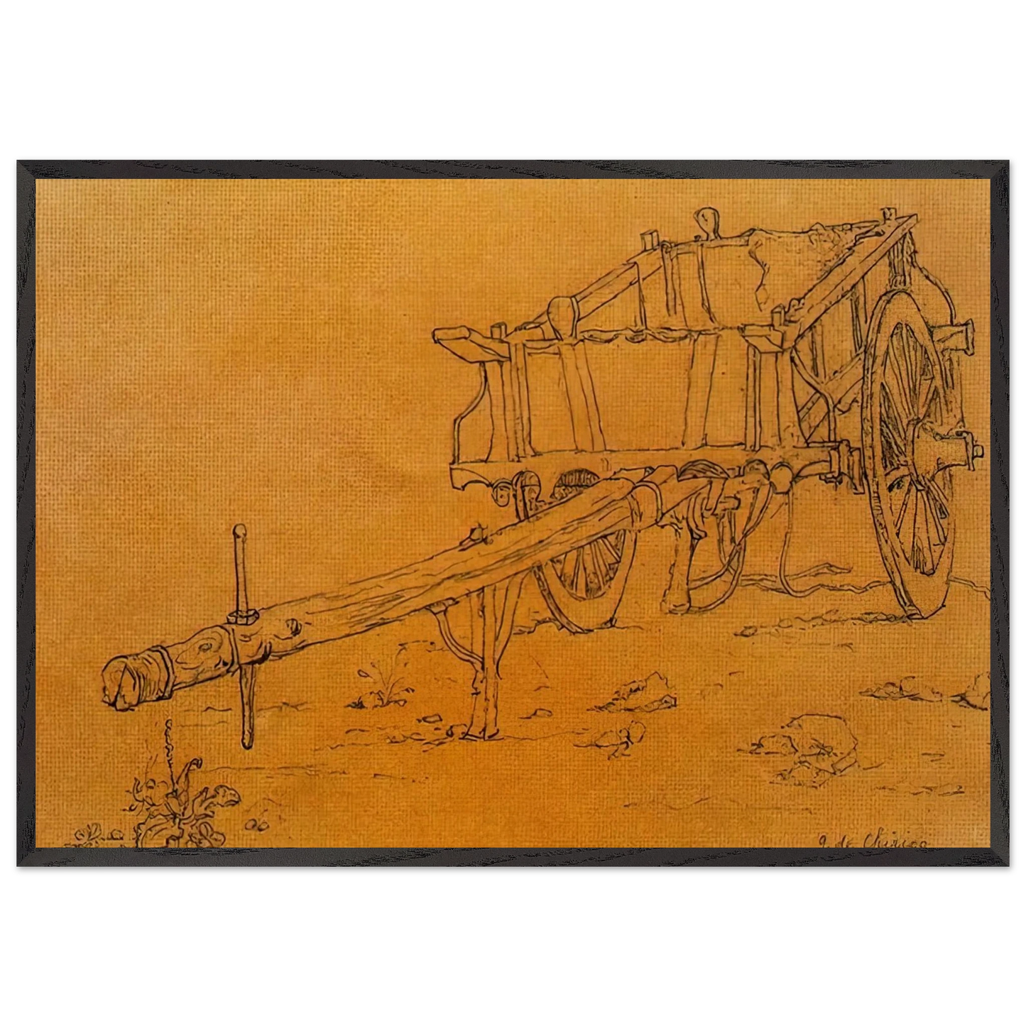 THE CHARIOT - Giorgio de Chirico 70x100 cm / 28x40 inches Framed Art Print – Black Wooden Frame