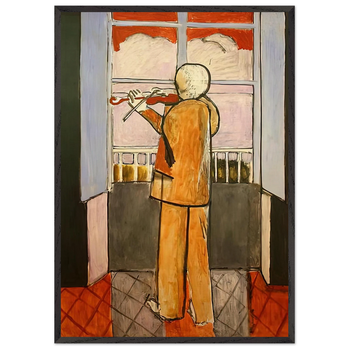 THE VIOLINIST AT THE WINDOW 1918 - Henri Matisse 70x100 cm / 28x40 inches Framed Art Print – Black Wooden Frame