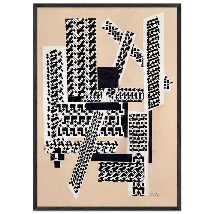 REED PEN COLLAGE 1922 - Hannah Hoch 70x100 cm / 28x40 inches Framed Art Print – Black Wooden Frame