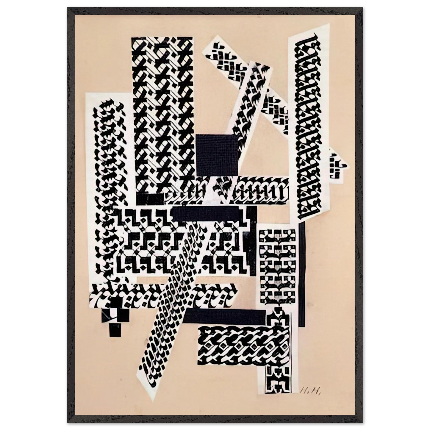 REED PEN COLLAGE 1922 - Hannah Hoch Framed Art Print – Black Wooden Frame - Default Title - -Framed Art Print