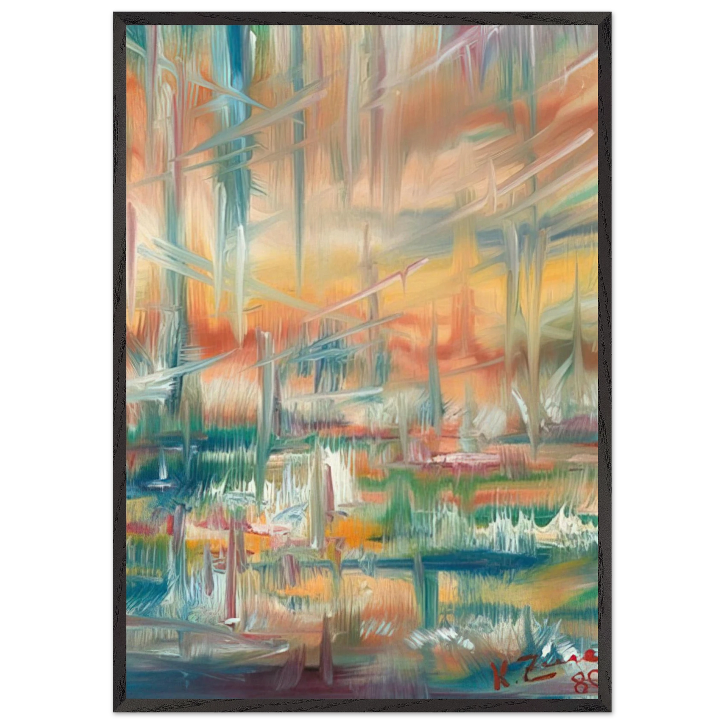 Abstract Composition N4 - Konrad Zuse 70x100 cm / 28x40 inches Framed Art Print – Black Wooden Frame