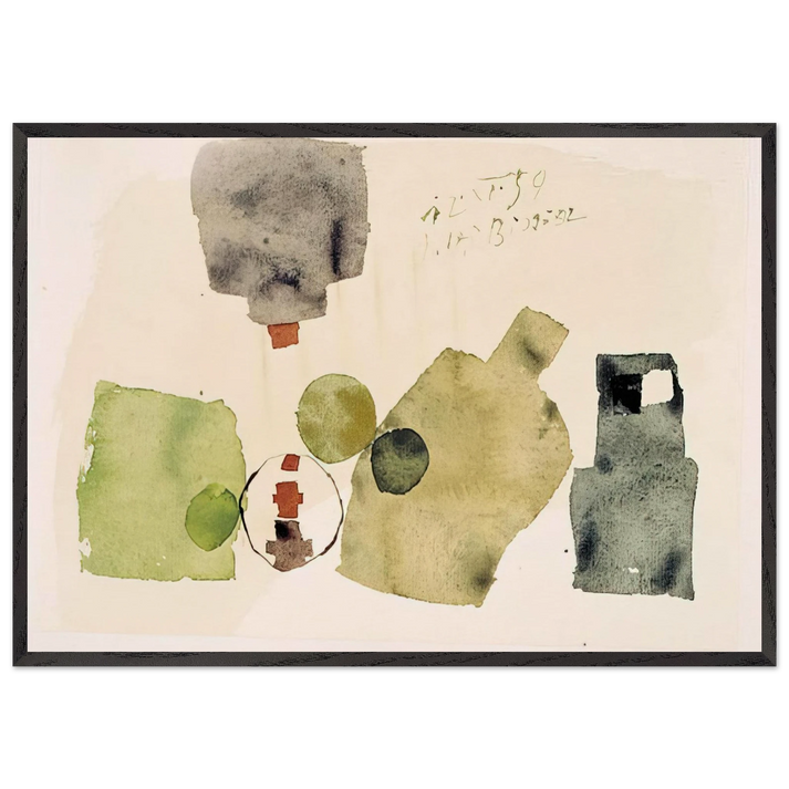 12XI59 - 1959 - Julius Bissier 70x100 cm / 28x40 inches Framed Art Print – Black Wooden Frame