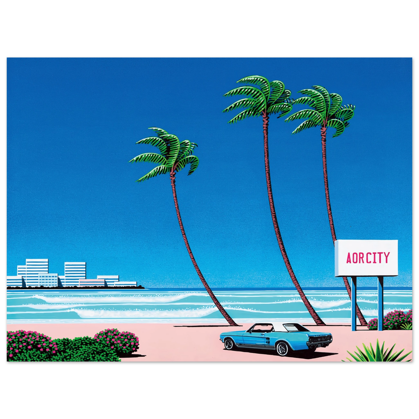 Hiroshi Nagai - Light Mellow Sealine Wall Art - 30x40 cm / 12x16 inches - Premium Wooden Framed Poster With Fine Art Paper - Black frame