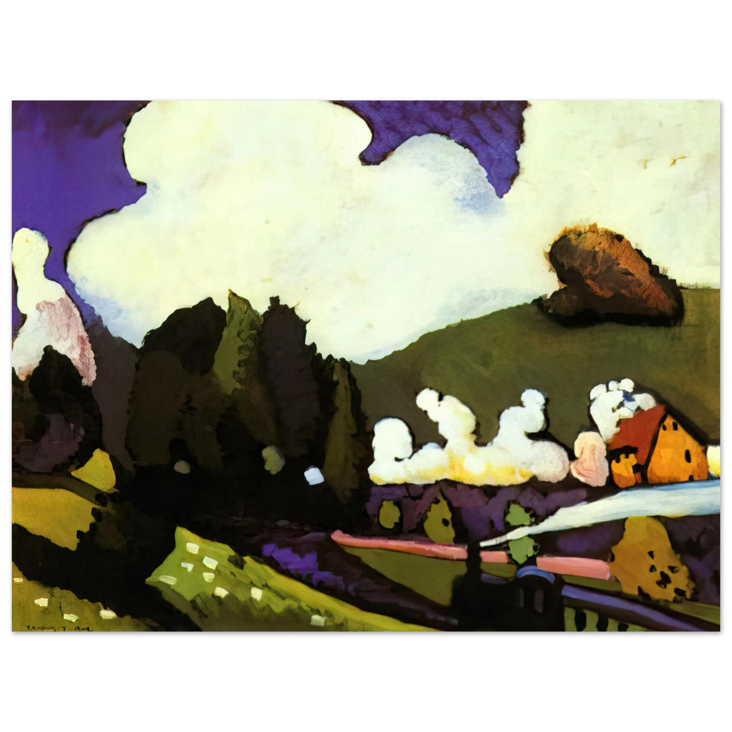 Wassily Kandinsky - LANDSCAPE WITH A STEAM LOCOMOTIVE 1909 Fine Art Poster - Default Title