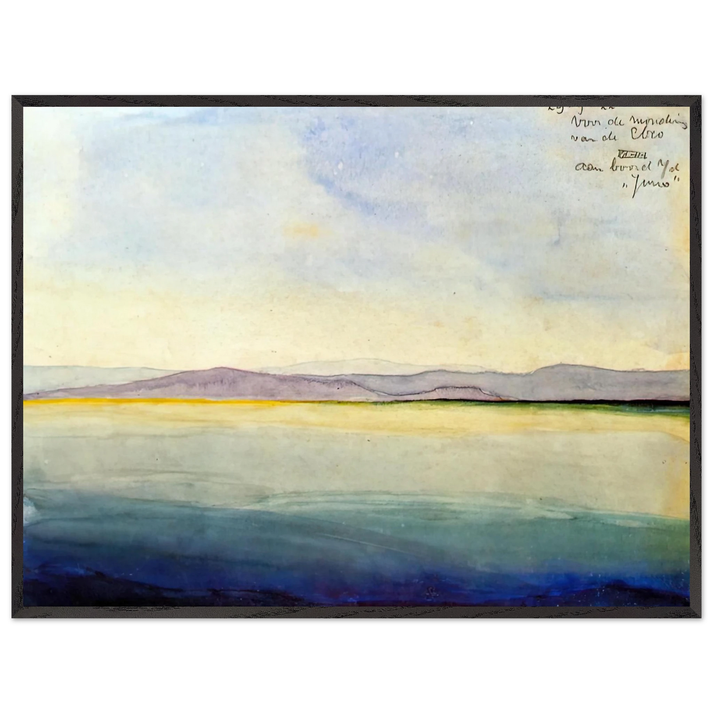 MC Escher - THE SEA AT THE MOUTH OF THE EBRO Wall Art - 60x80 cm / 24x32 inches - Premium Wooden Framed Poster With Fine Art Paper-canvas - Wood frame