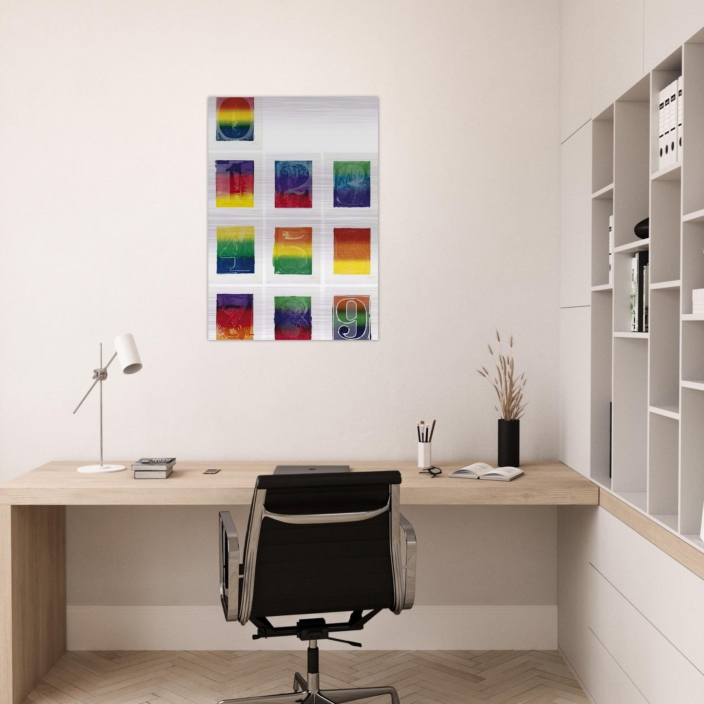 COLOR NUMERAL SERIES ULAE 59 68 1969 - Jasper Johns Brushed Aluminum Print - 70x100 cm / 28x40 inches | Jasper Johns Aluminum Print | Jasper Johns Prints