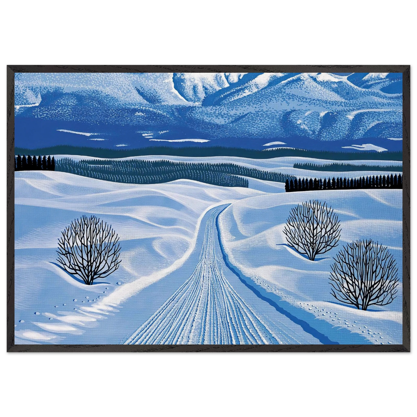 Winter Roads - Hiroshi Nagai Framed Art Print – Black Wooden Frame - Default Title - -Framed Art Print