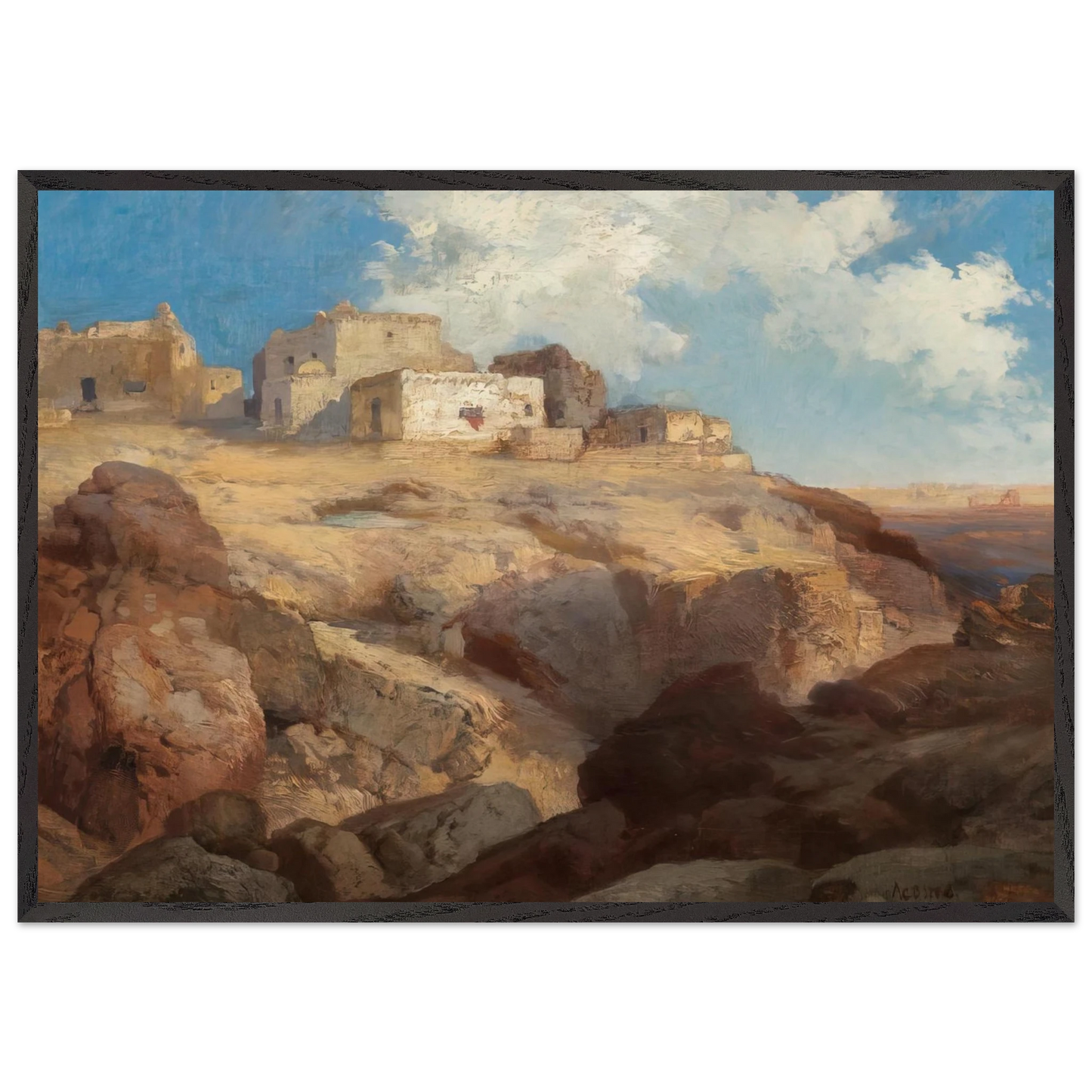 Wall artA Bit of Acoma New Mexico - Thomas Moran Framed Art Print – Black Wooden Frame - Default Title - -Framed Art Print