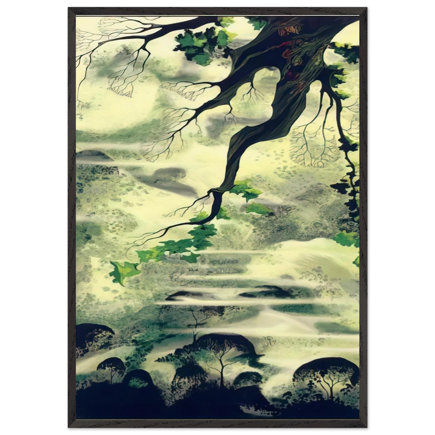 Fog Bound - Eyvind Earle 70x100 cm / 28x40 inches Framed Art Print – Black Wooden Frame