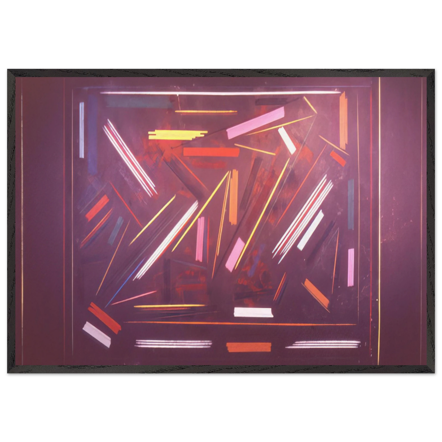 Brown Line Painting - 1968 - Ronnie Landfield 70x100 cm / 28x40 inches Framed Art Print – Black Wooden Frame