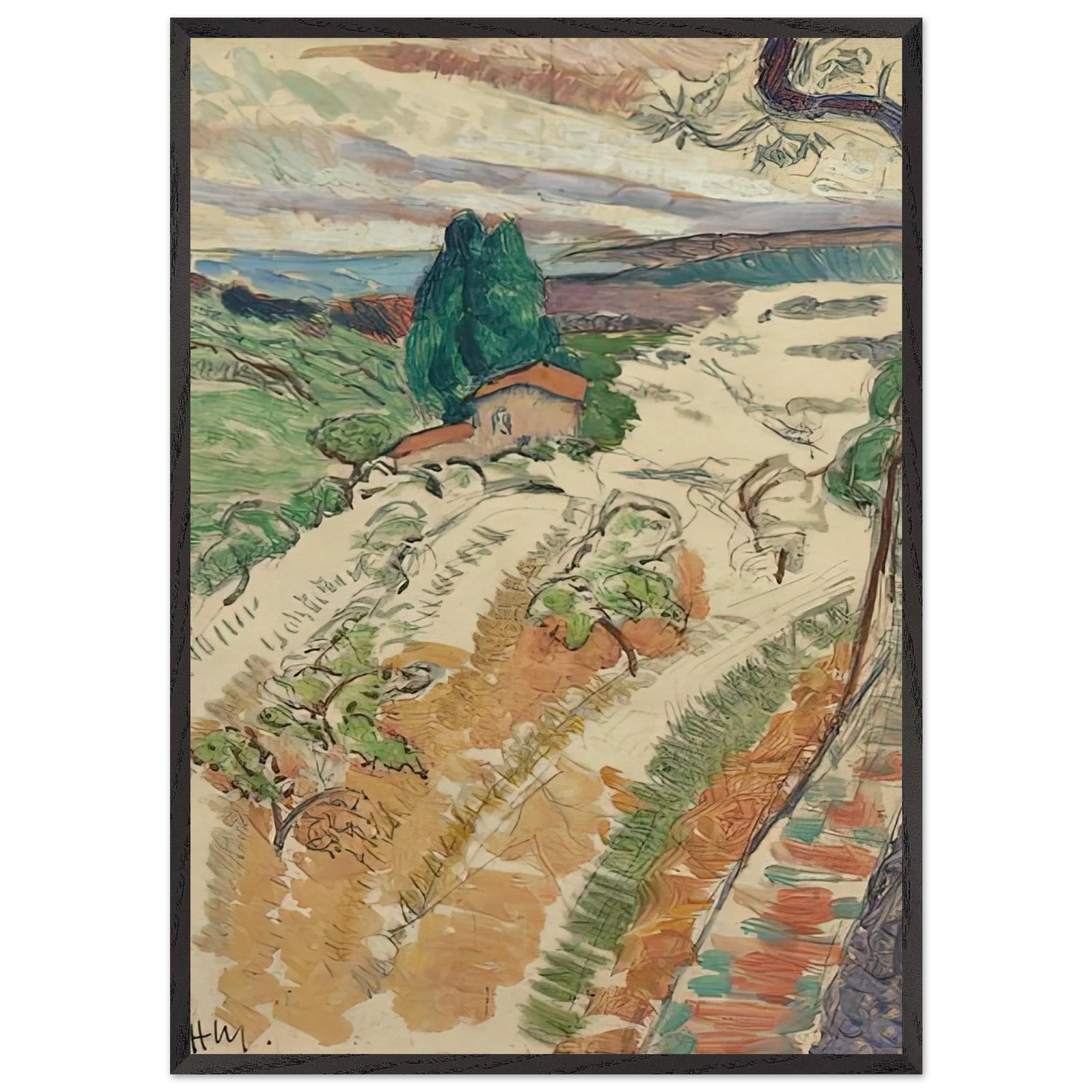 PAYSAGE ST TROPEZ 1904 - Henri Matisse 70x100 cm / 28x40 inches Framed Art Print – Black Wooden Frame