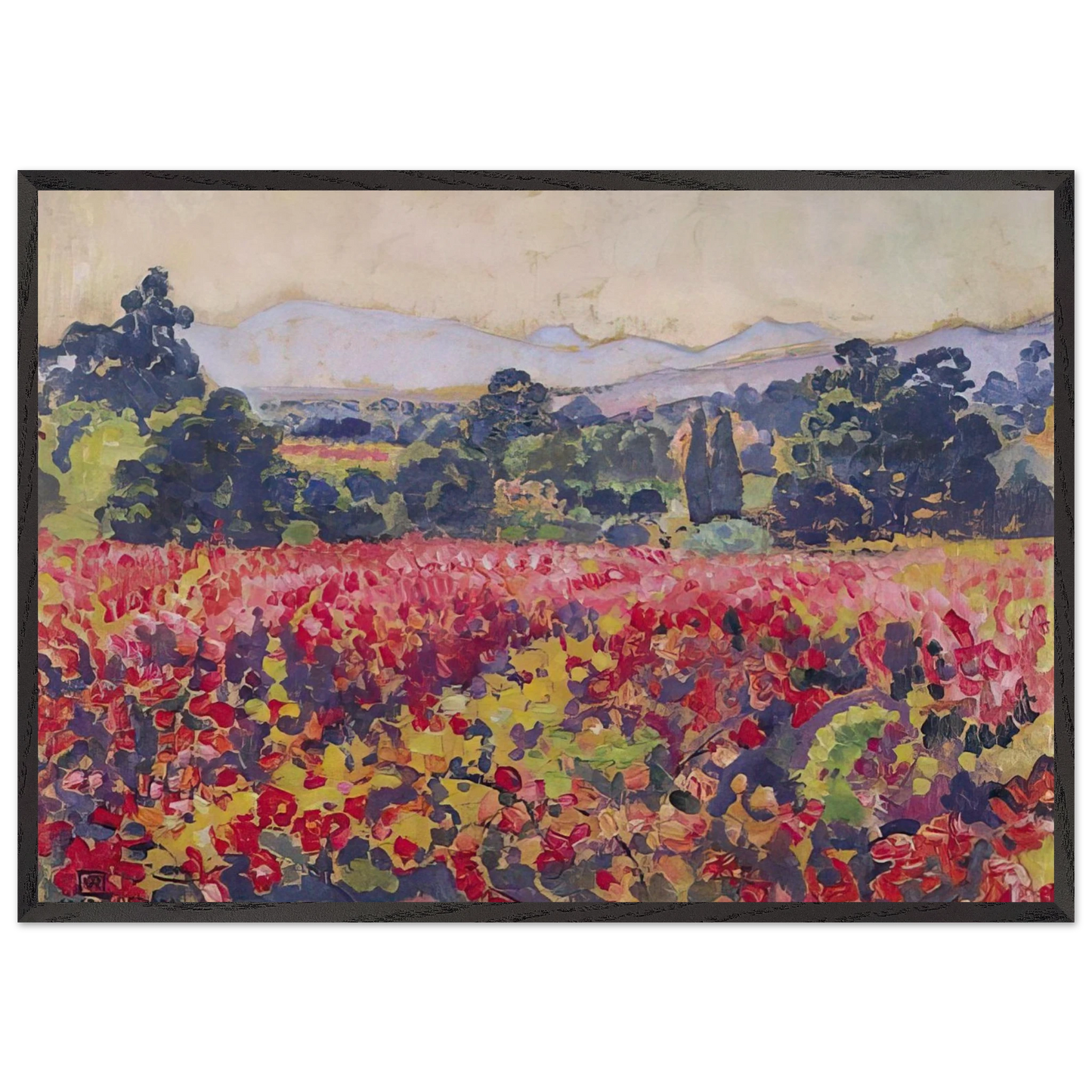 THE VINES IN SAINT CLAIR 1912 - Theo van Rysselberghe Framed Art Print – Black Wooden Frame - Default Title - -Framed Art Print