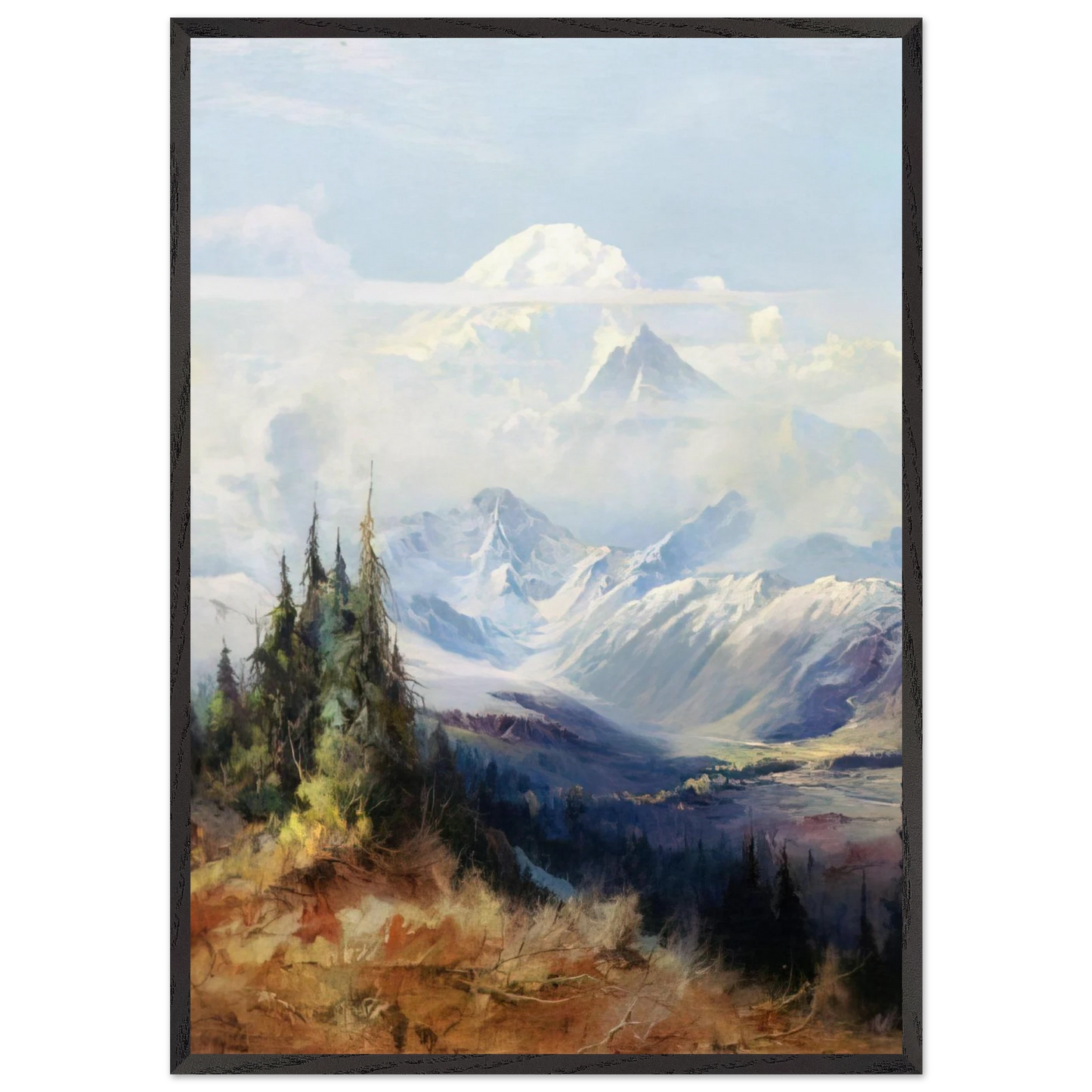 Mount McKinley in Mist - Romanticism - Sydney Laurence Framed Art Print – Black Wooden Frame - Default Title - -Framed Art Print