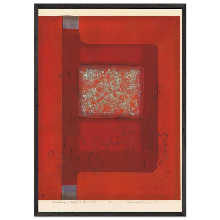Dialogue With Red B - 1975 - Hiroyuki Tajima 70x100 cm / 28x40 inches Framed Art Print – Black Wooden Frame