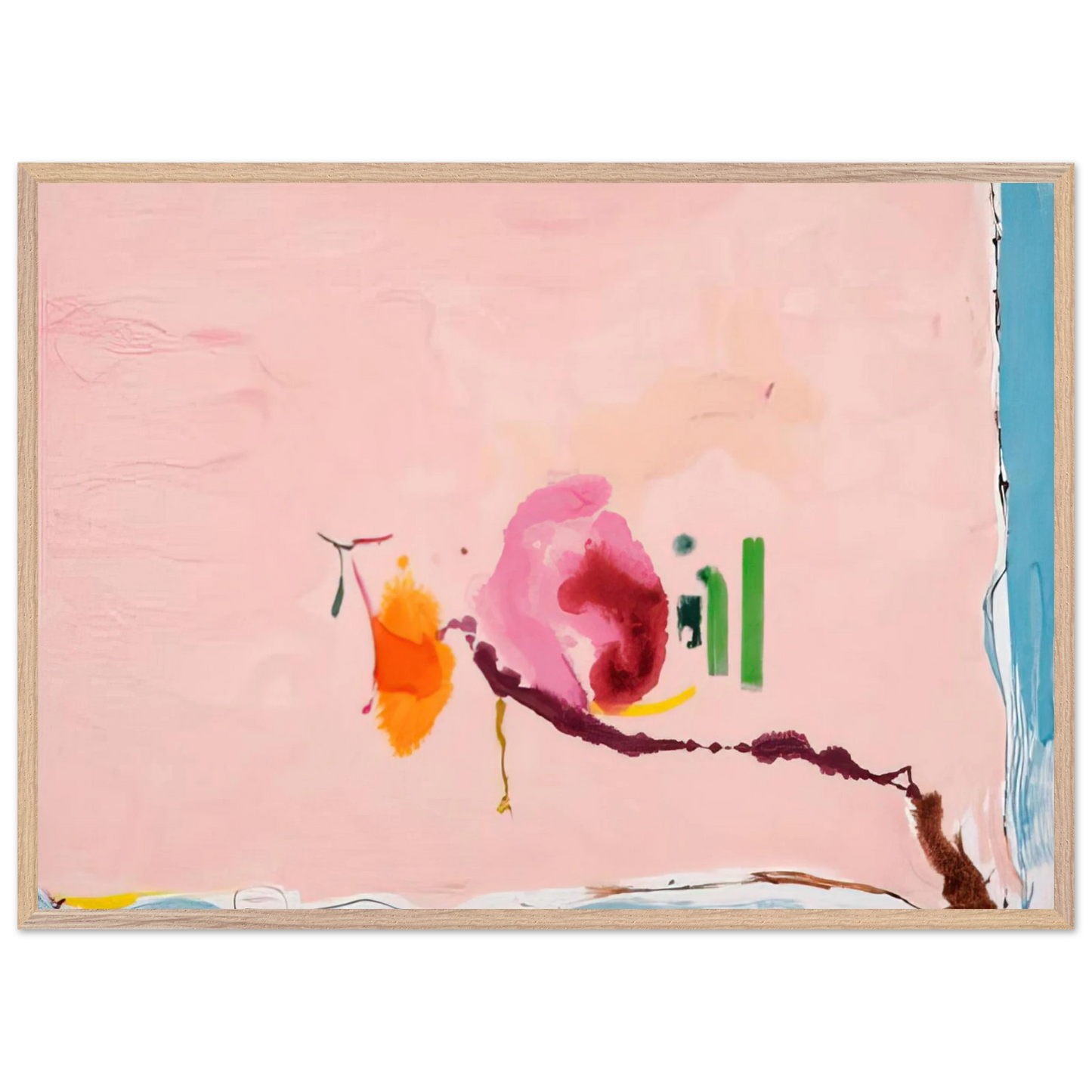 Helen Frankenthaler - Flirt - 1995 Wall art - 28x43 cm / XL (11x17 inches) - Premium Wooden Framed Poster With Fine Art Paper - Wood frame