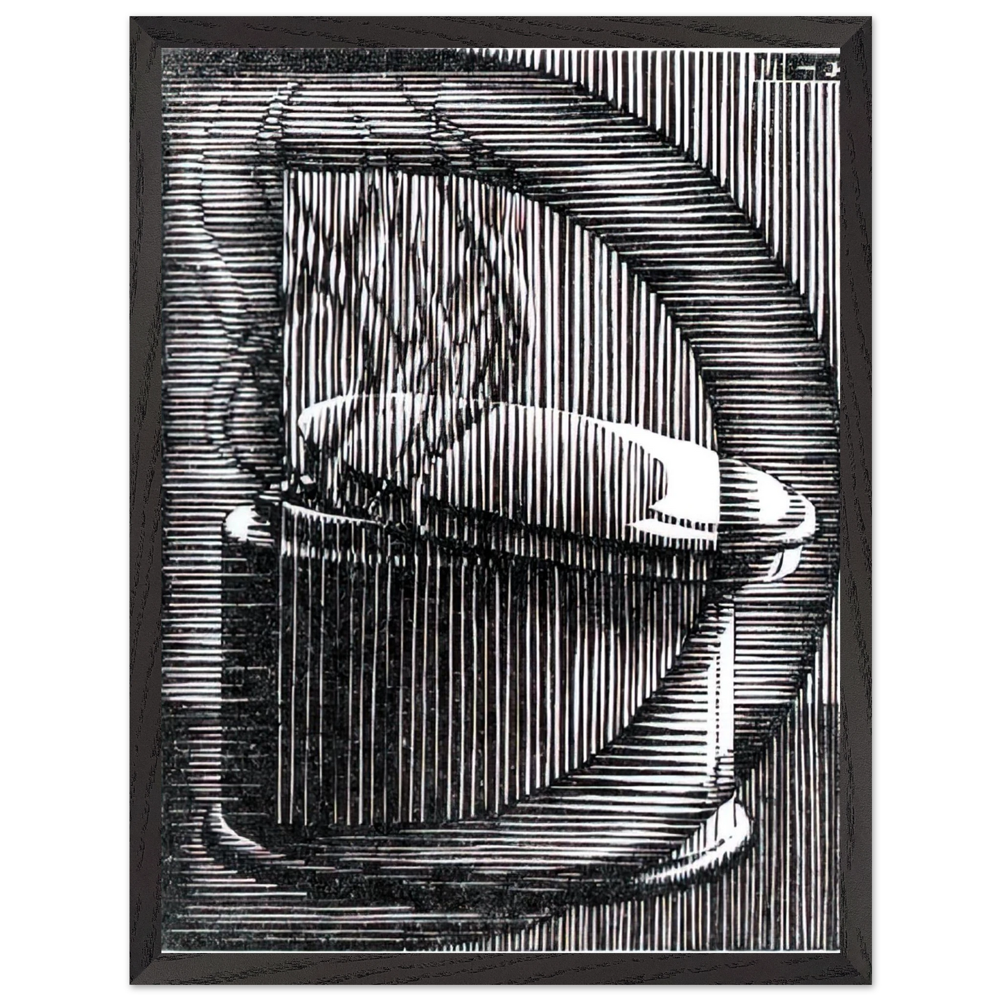 MC Escher - INITIAL D Wall Art - 30x40 cm / 12x16 inches - Premium Wooden Framed Poster With Fine Art Paper - Black frame