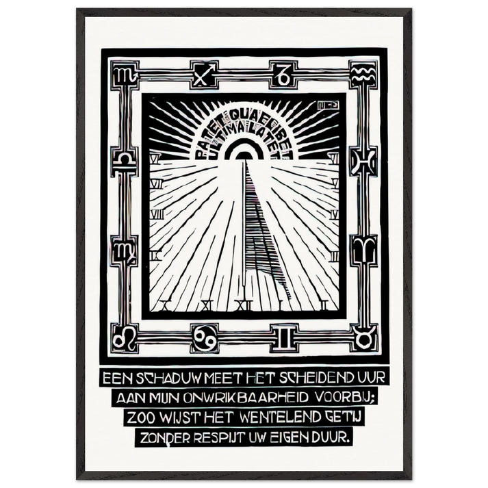 SUNDIAL XXIV EMBLEMATA REJECTED PLATE 1931 - MC Escher 70x100 cm / 28x40 inches Framed Art Print – Black Wooden Frame | Maurits Cornelis Escher Prints