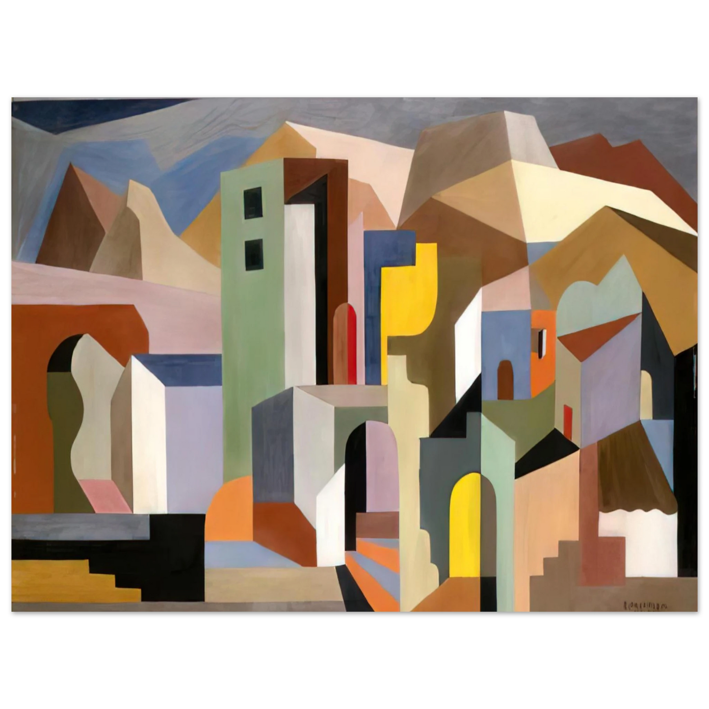 Enrico Prampolini - ARCHITECTURAL FORM OF FUTURE IDEAL LANDSCAPE 1921 Fine Art Poster - Default Title