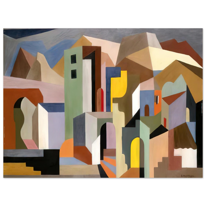 Enrico Prampolini - ARCHITECTURAL FORM OF FUTURE IDEAL LANDSCAPE 1921 75x100 cm / 30x40inches Fine Art Poster