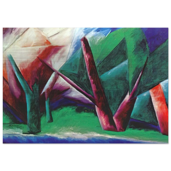 Forest Red-green - 1914 - Natalia Goncharova Brushed Aluminum Print - 70x100 cm / 28x40 inches | Natalia Goncharova Aluminum Print | Natalia Goncharova Prints
