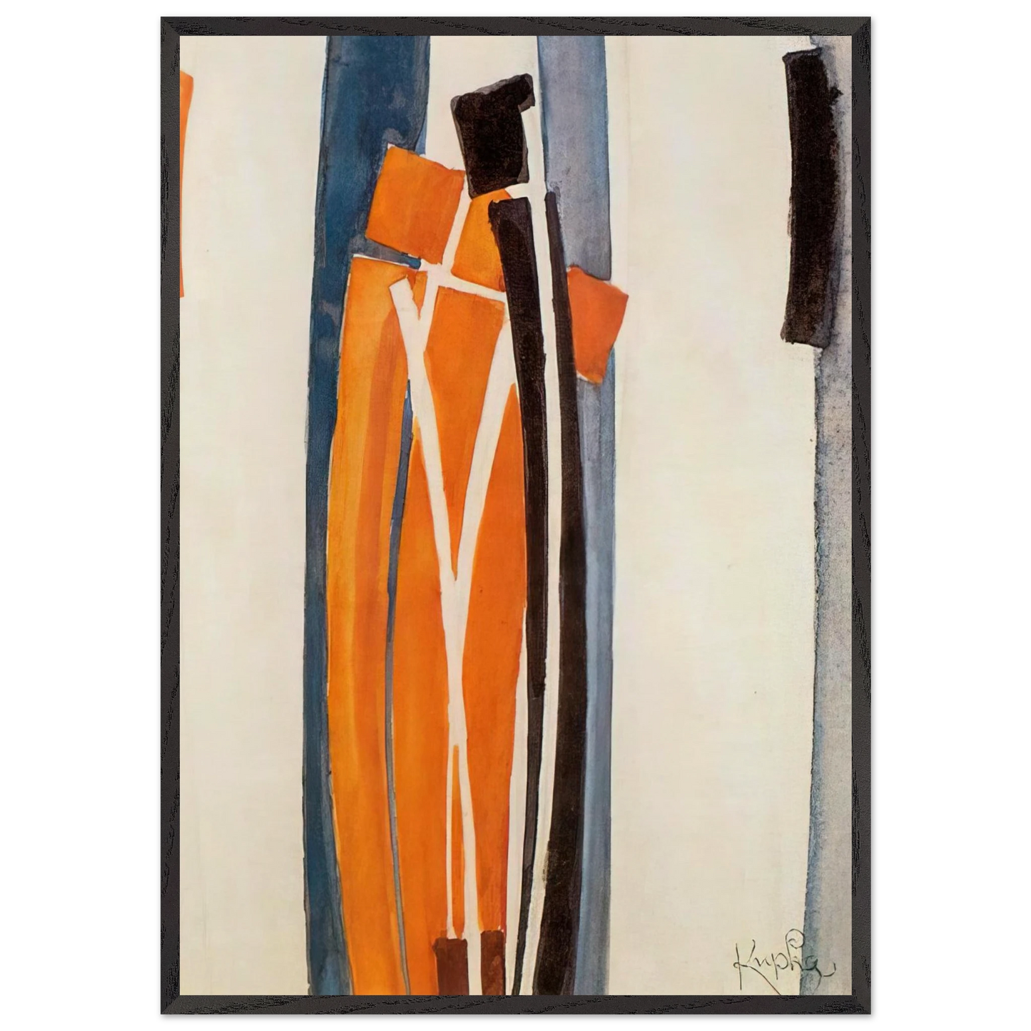 Drawings of curves - Frantisek Kupka 70x100 cm / 28x40 inches Framed Art Print – Black Wooden Frame