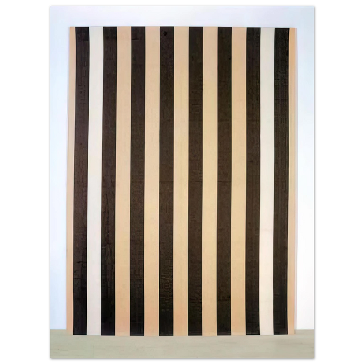 Daniel Buren - Peinture acrylique blanche sur tissu rayé blanc et marron - 1972 75x100 cm / 30x40inches Fine Art Poster