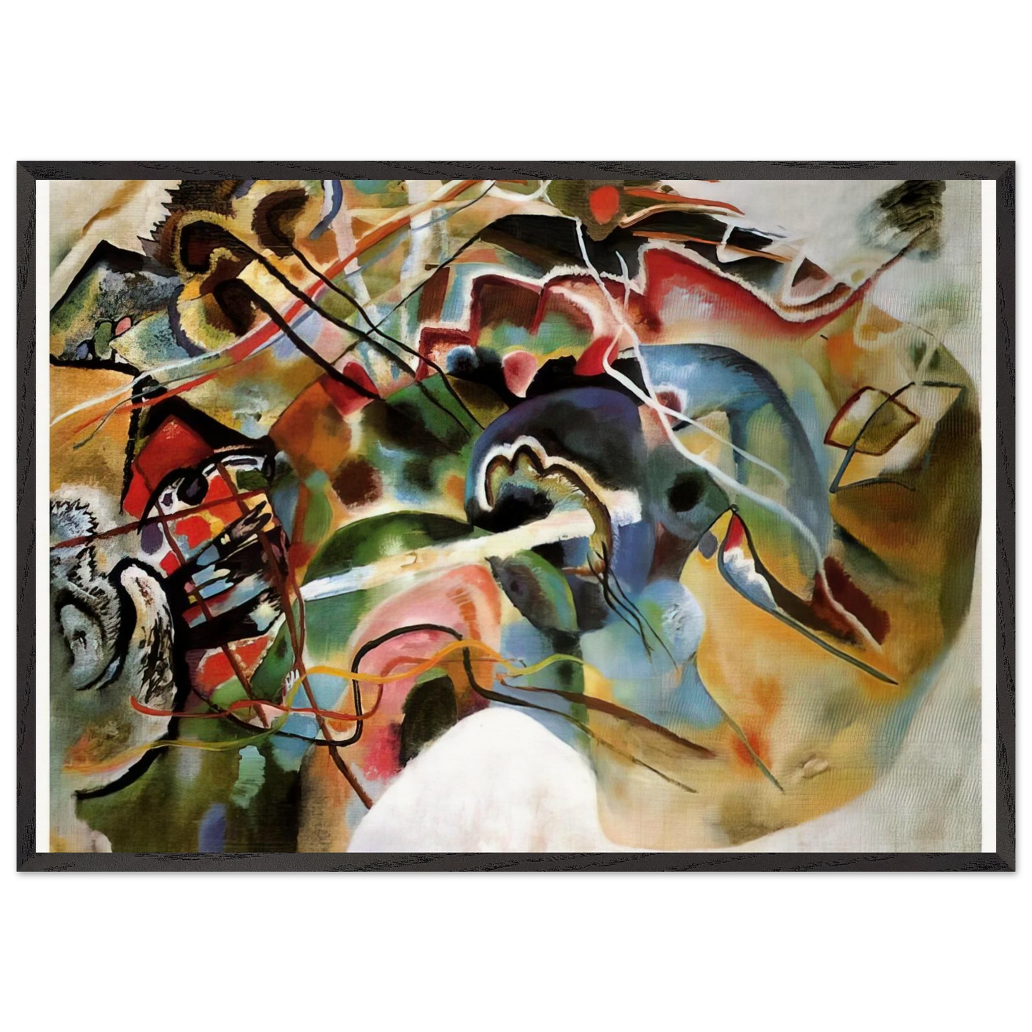 PICTURE WITH A WHITE BORDER 1913 - Wassily Kandinsky 70x100 cm / 28x40 inches Framed Art Print – Black Wooden Frame