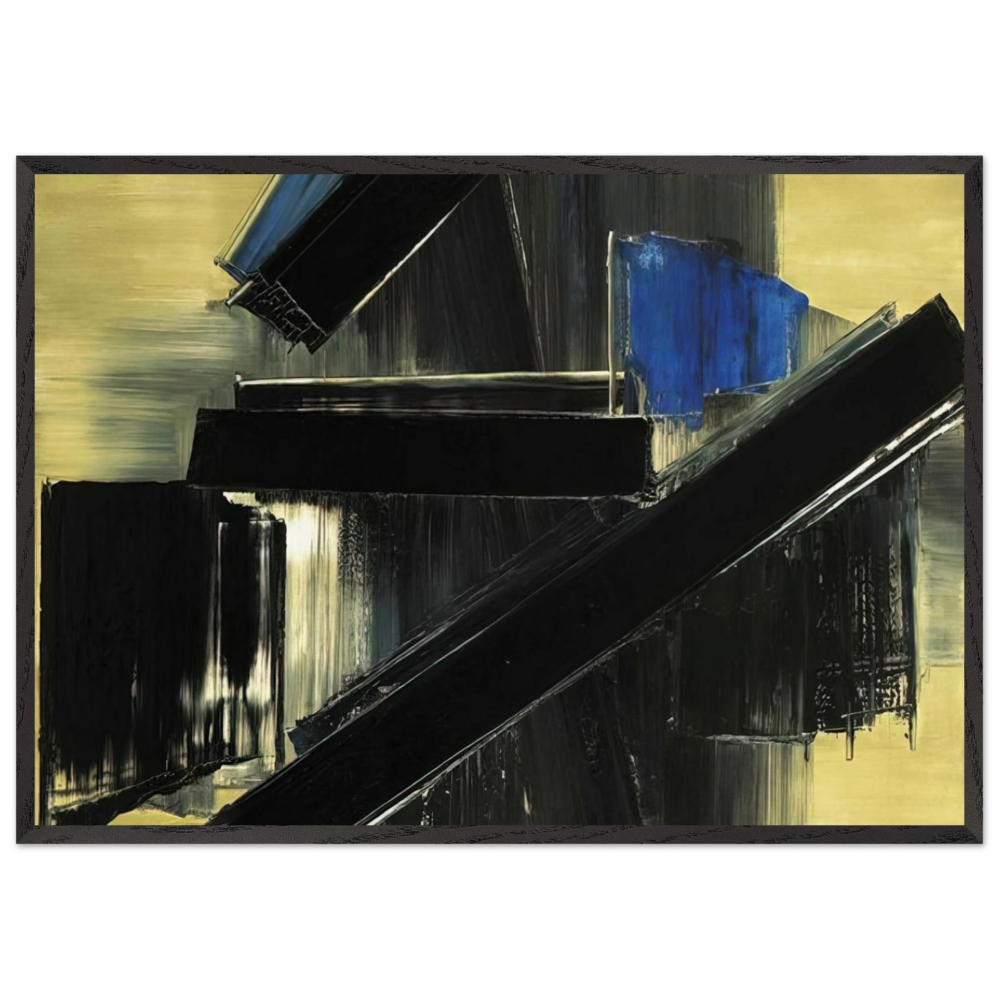 Peinture 21 Juillet 1958 - 1958 - Pierre Soulages Framed Art Print – Black Wooden Frame - Default Title - -Framed Art Print