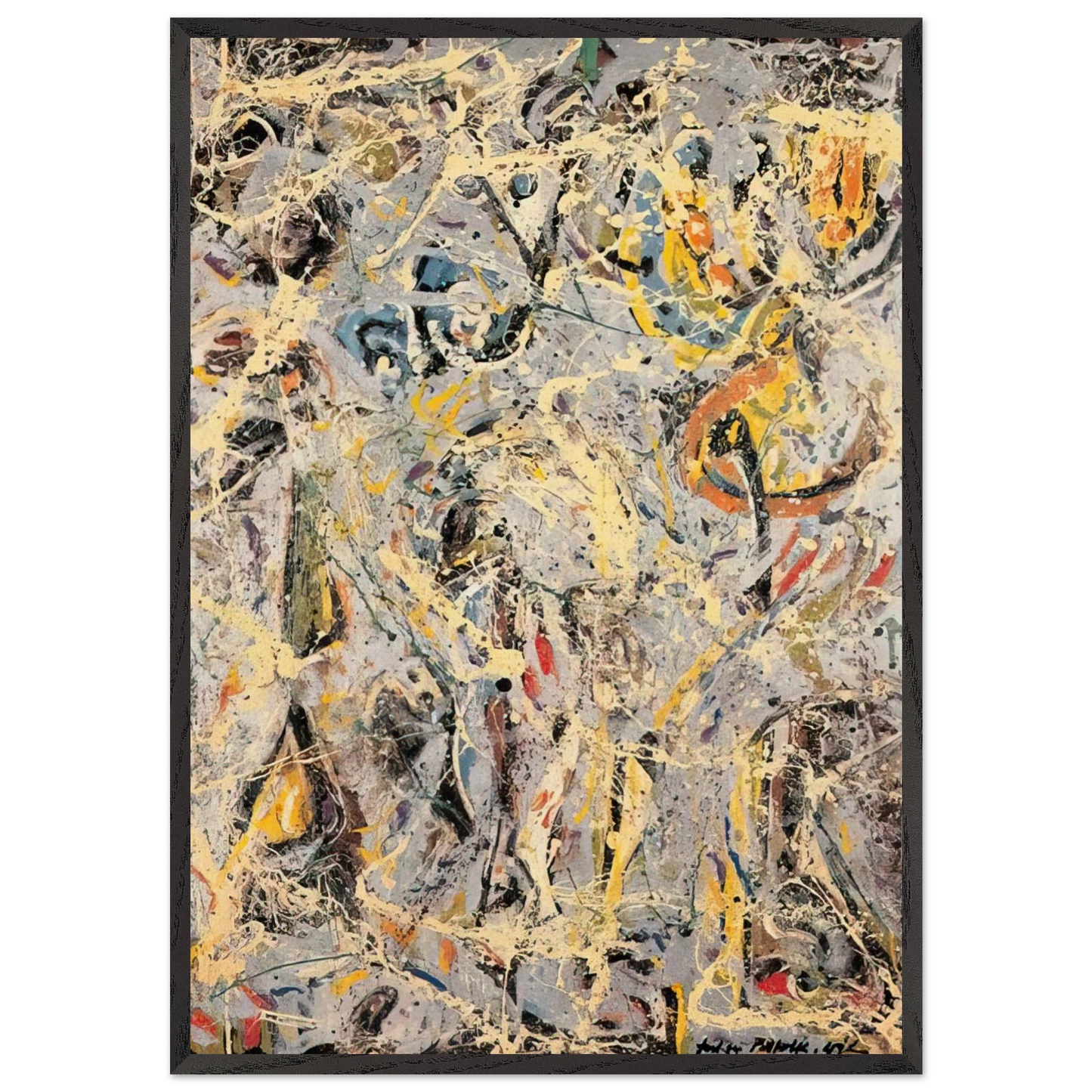 GALAXY 1947 - Jackson Pollock 70x100 cm / 28x40 inches Framed Art Print – Black Wooden Frame