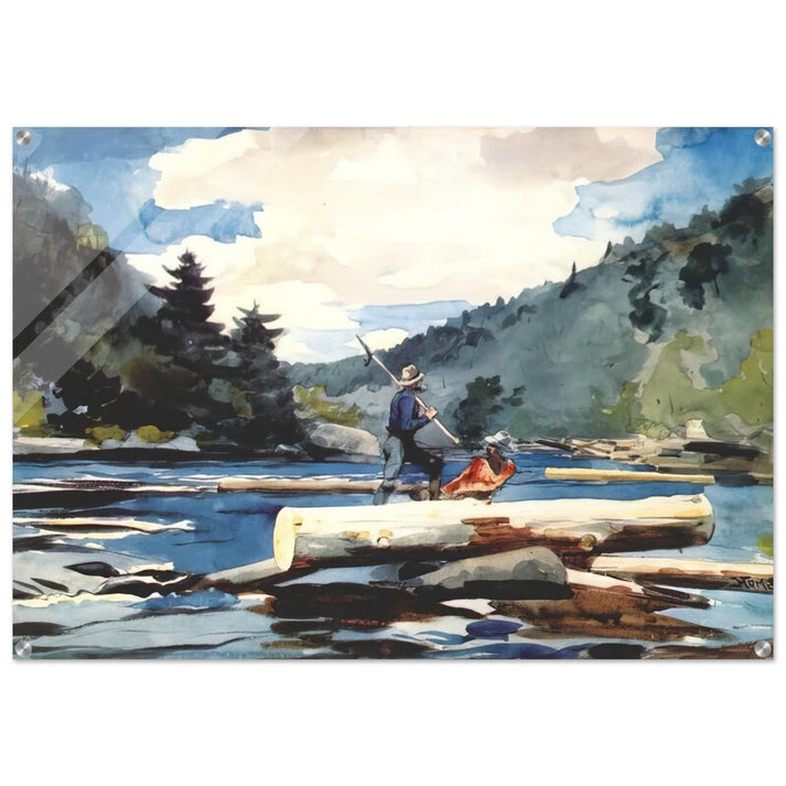 HUDSON RIVER LOGGING - Winslow Homer Acrylic Print - 70x100 cm / 28x40″ inches