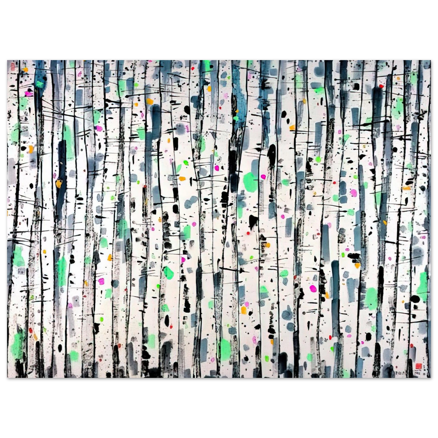 Wu Guanzhong - White Poplar Woods - Abstract Expressionism, Ink and wash painting Fine Art Poster - Default Title