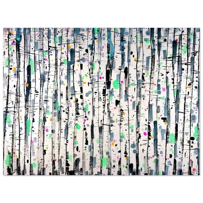 Wu Guanzhong - White Poplar Woods - Abstract Expressionism, Ink and wash painting 75x100 cm / 30x40inches Fine Art Poster