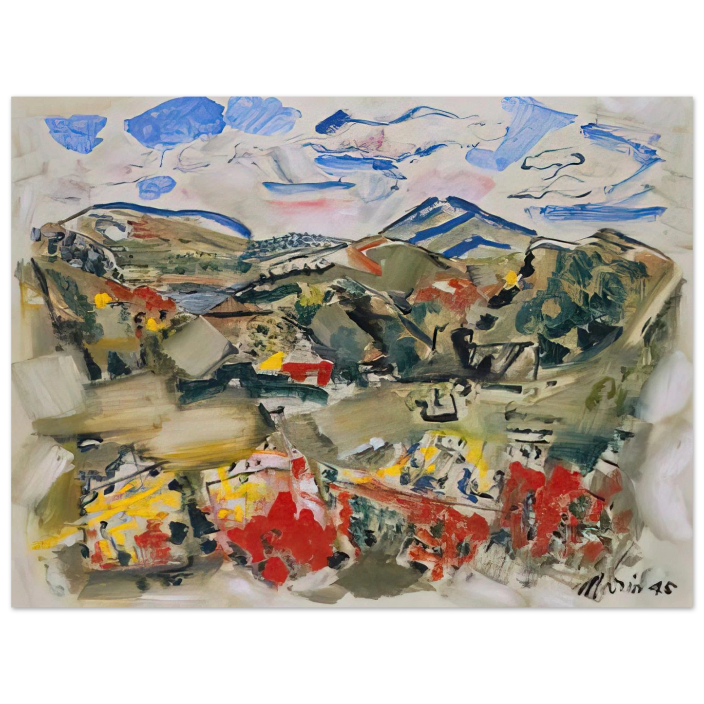 John Marin - Tunk Mountains, Autumn, Maine - 1945 Fine Art Poster - Default Title