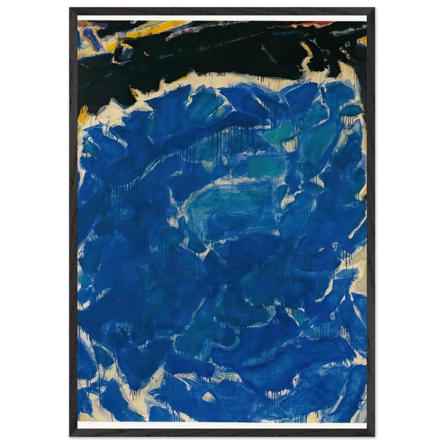 Deep Blue and Black - Sam Francis 70x100 cm / 28x40 inches Framed Art Print – Black Wooden Frame