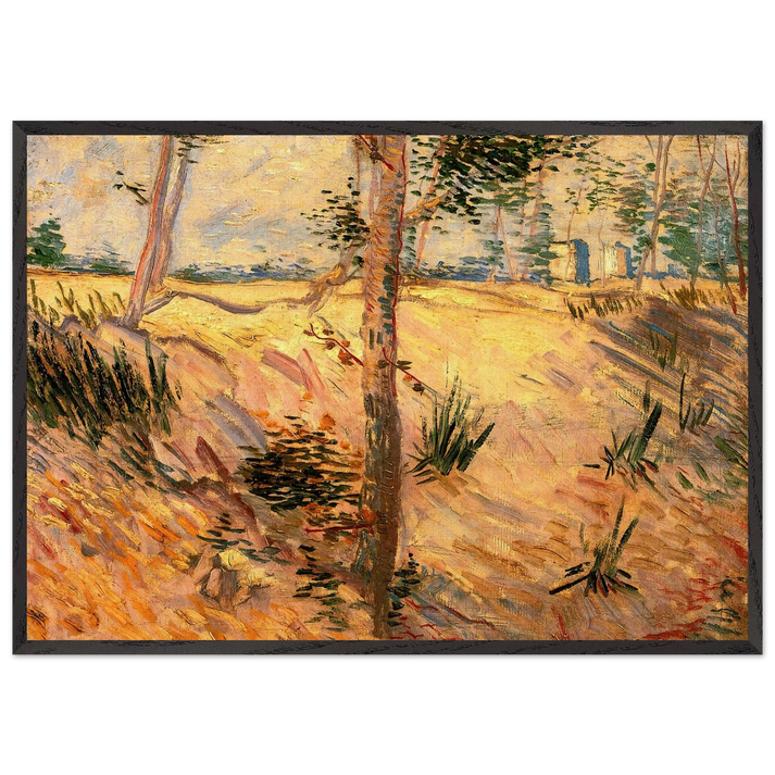 Trees in a Field on a Sunny Day - Vincent van Gogh 70x100 cm / 28x40 inches Framed Art Print – Black Wooden Frame
