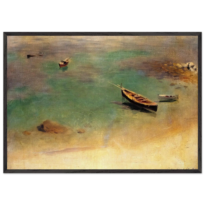 Boat in the Waters off Capri - John Singer Sargent 70x100 cm / 28x40 inches Framed Art Print – Black Wooden Frame