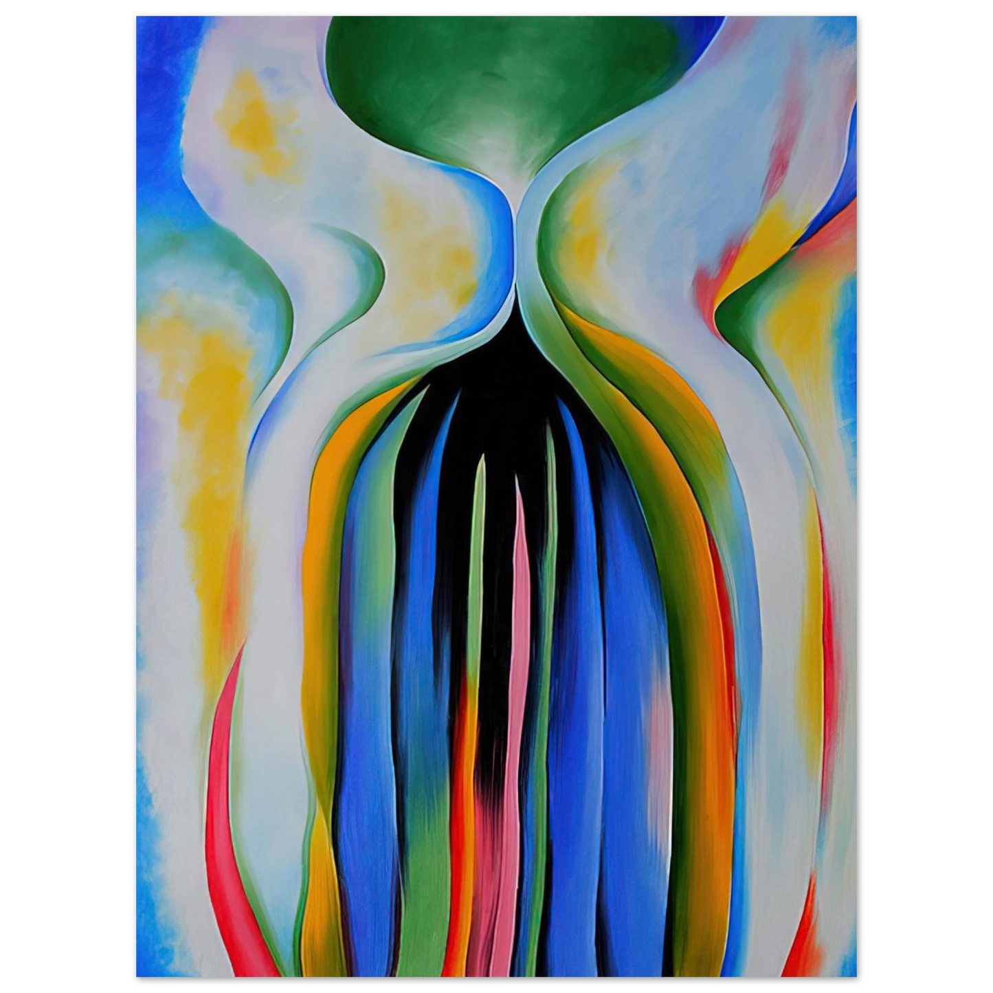 Georgia O'Keeffe - Gray line with black, blue, and yellow Fine Art Poster - 13x18 cm / 5x7 inches