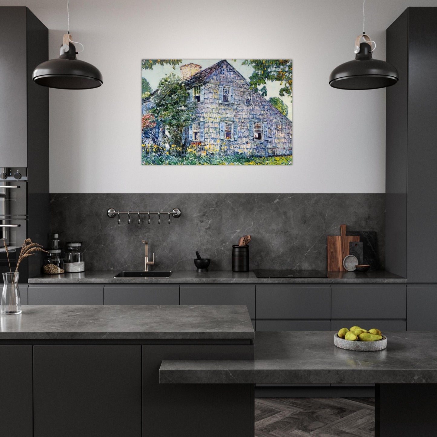 Old House, East Hampton - Childe Hassam Acrylic Print - 70x100 cm / 28x40″ inches