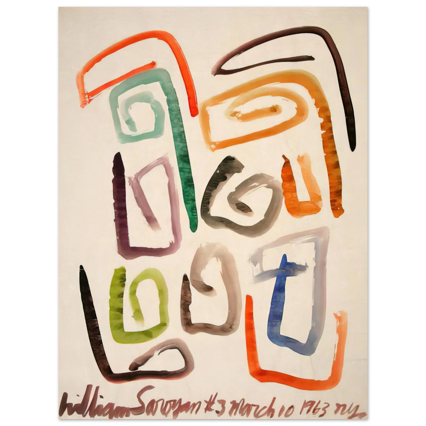 William Saroyan - #3 March 10, 1963 NYC - 1963 Fine Art Poster - Default Title