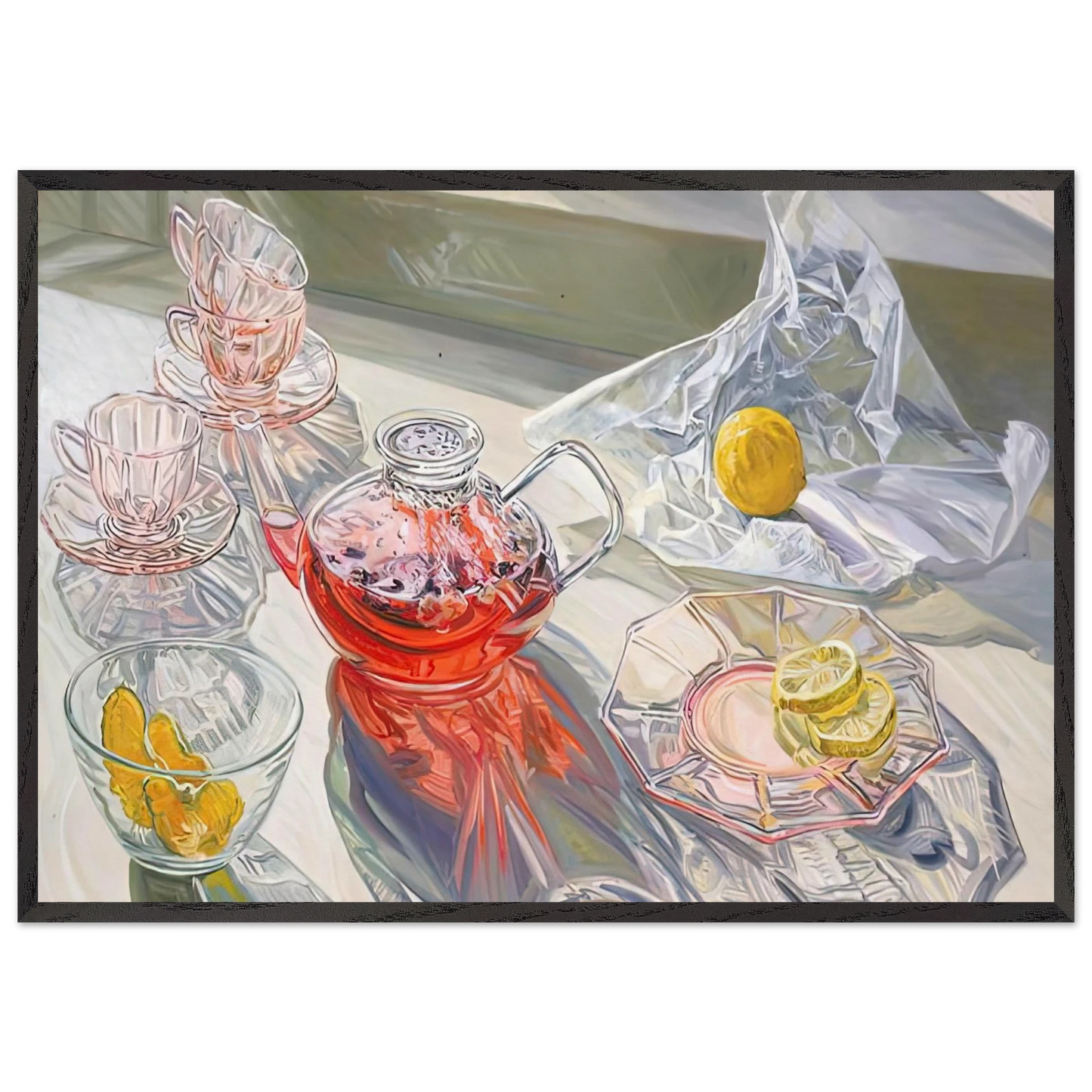 HERB TEA 1995 - Janet Fish 70x100 cm / 28x40 inches Framed Art Print – Black Wooden Frame