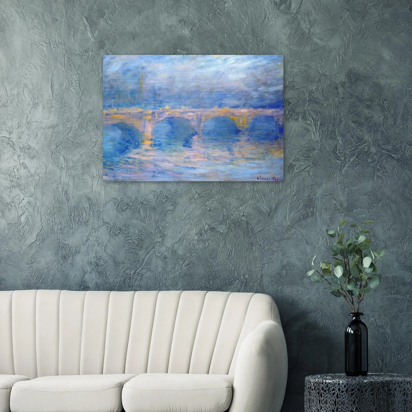 Waterloo Bridge at Sunset, Pink Effect - claude monet Brushed Aluminum Print - 70x100 cm / 28x40 inches | claude monet Aluminum Print | claude monet Prints