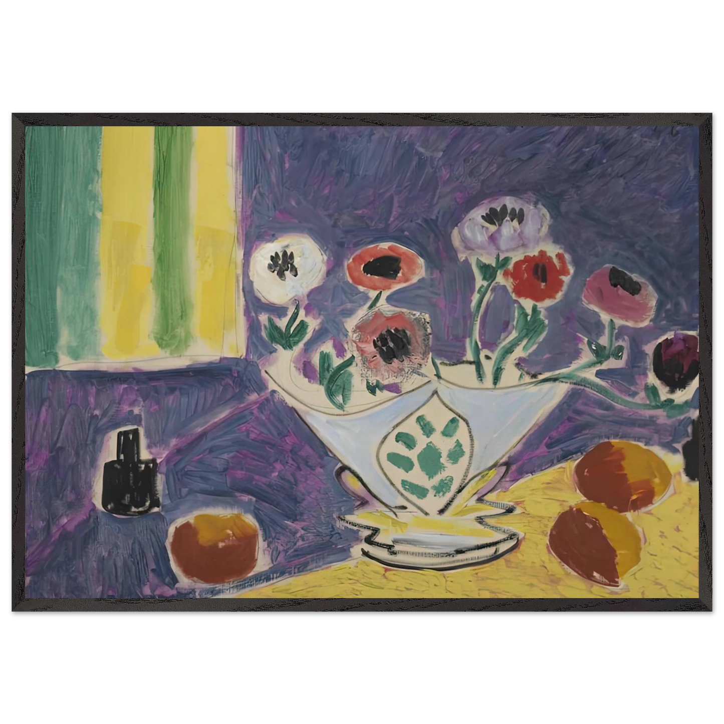 VASE D ANEMONES 1946 - Henri Matisse 70x100 cm / 28x40 inches Framed Art Print – Black Wooden Frame