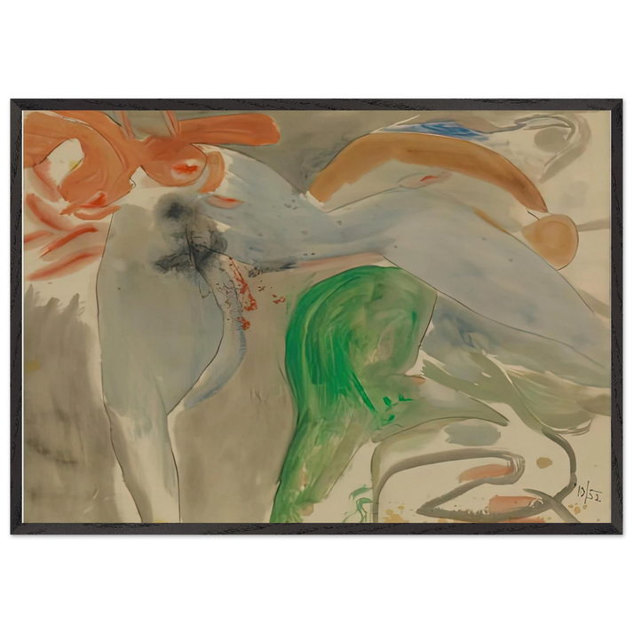 Scene with Nude 1952- - Helen Frankenthaler 70x100 cm / 28x40 inches Framed Art Print – Black Wooden Frame